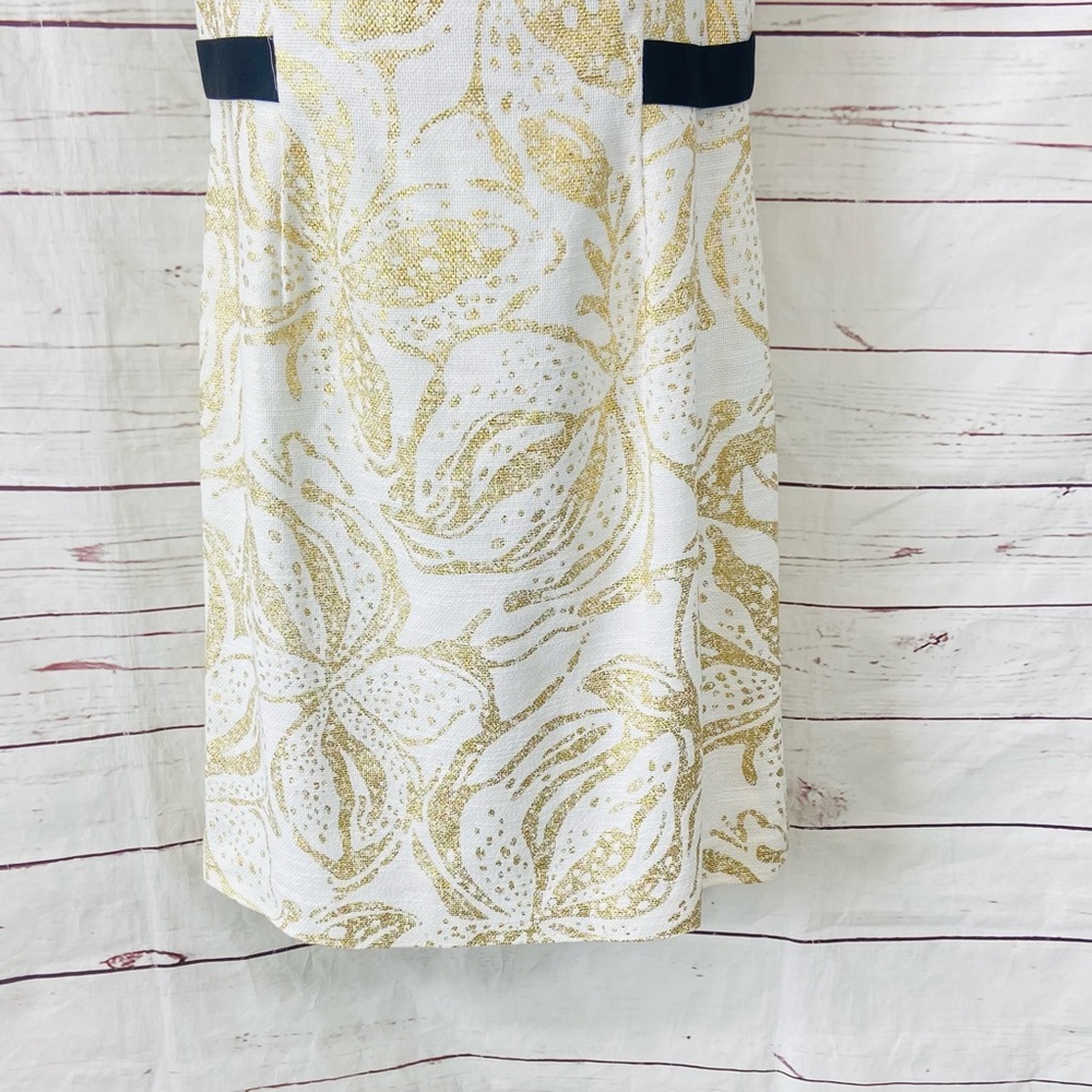 Lilly Pulitzer‎ Laidle Dress Women’s 10 Gold Metallic Shift Beaded V-Neck - Picture 3 of 15